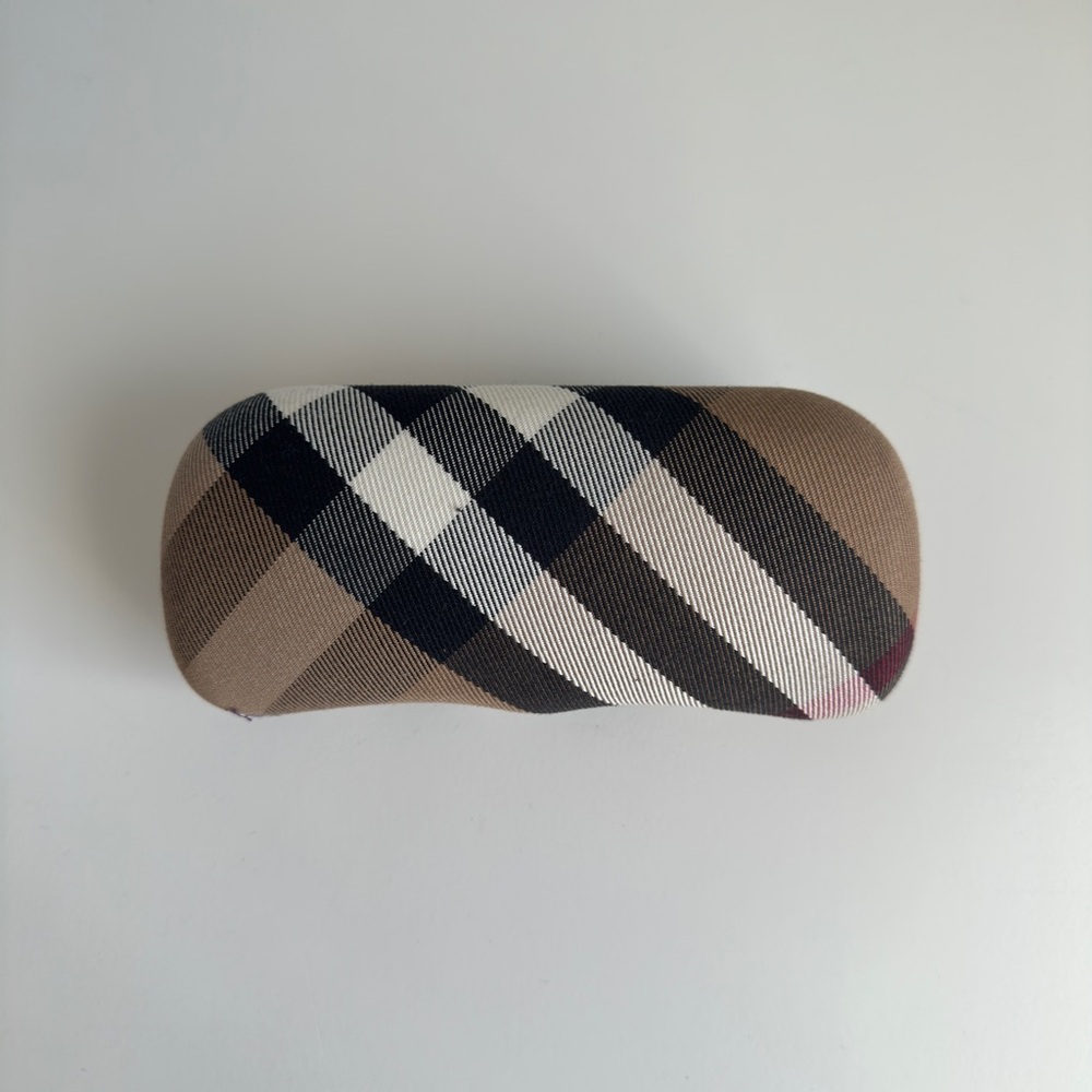 Burberry Checkered Glasses Case - Black, White, Tan
